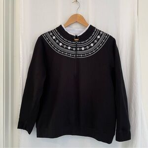 Black, Gray and White Sweatshirt, Nordic Graphic Neckline